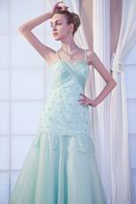 Pretty Mermaid Sweep Train Light Green Lace Prom Dress Online