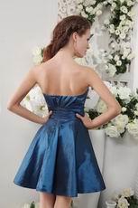 Strapless Short Navy Blue Taffeta Homecoming Dress