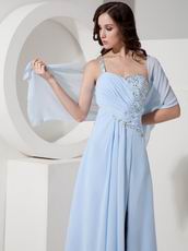 Cheap Light Blue One Shoulder Evening Dresses For 2014