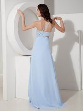 Cheap Light Blue One Shoulder Evening Dresses For 2014