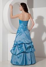 Side Beading Long Blue Strapless 2014 Prom Dress Online