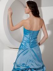 Side Beading Long Blue Strapless 2014 Prom Dress Online