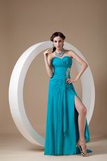 Sweetheart Teal Blue Prom Dress With High Leg Side Split