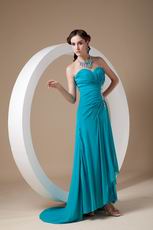 Sweetheart Teal Blue Prom Dress With High Leg Side Split