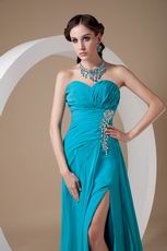 Sweetheart Teal Blue Prom Dress With High Leg Side Split