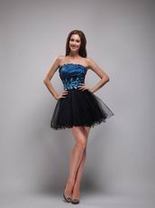 Dark Blue and Black Short Sweet 16 Dress With Crystal
