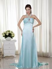 Light Blue Criss Cros Back Halter Prom Dress 2014 Styles