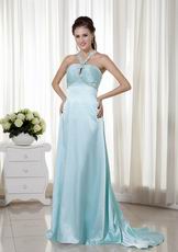 Light Blue Criss Cros Back Halter Prom Dress 2014 Styles