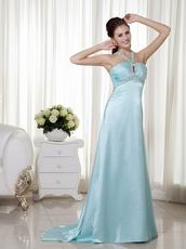 Light Blue Criss Cros Back Halter Prom Dress 2014 Styles