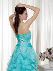 Aqua Blue Sweetheart Layers High-low Skirt Dress Prom