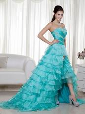 Aqua Blue Sweetheart Layers High-low Skirt Dress Prom