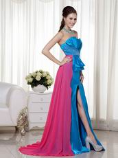 Sexy Colorful Handmade Prom Dress With Front Split Skirt