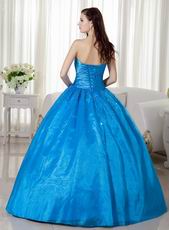 Azure Blue Puffy Dress Winter Quinceanera Party Wear