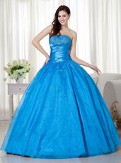 Azure Blue Puffy Dress Winter Quinceanera Party Wear