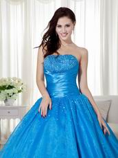 Azure Blue Puffy Dress Winter Quinceanera Party Wear