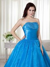 Azure Blue Puffy Dress Winter Quinceanera Party Wear