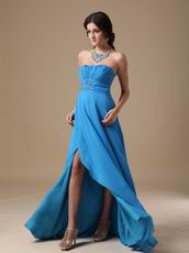 Best Deals Show Leg Side Split Dodger Blue Prom Dress 2014