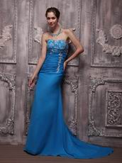 Top Designers For Strapless Azure Blue Evening Dresses