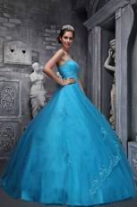 Corset Back Azure Blue Quinceanera Dress For Girl