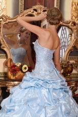 Baby Blue Embroidered Quinceanera Dress With Picks up Details