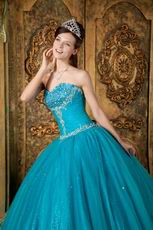 Teal Blue Sweetheart A-line Quinceanera Dress By Designer