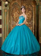 Teal Blue Sweetheart A-line Quinceanera Dress By Designer