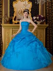 Strapless Azure Embroidered Quinceanera Gown On Internet