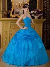 Strapless Azure Embroidered Quinceanera Gown On Internet