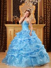 Hand Made Light Blue Dresses For Girl Quinceanera Party