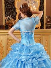 Hand Made Light Blue Dresses For Girl Quinceanera Party