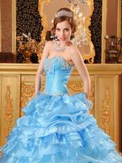 Hand Made Light Blue Dresses For Girl Quinceanera Party