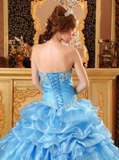 Hand Made Light Blue Dresses For Girl Quinceanera Party