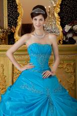 Sweetheart Deep Sky Blue Court Princess Quinceanera Dress