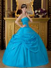 Sweetheart Deep Sky Blue Court Princess Quinceanera Dress