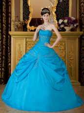 Sweetheart Deep Sky Blue Court Princess Quinceanera Dress