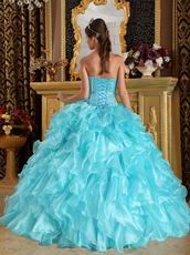 Beaded Sweetheart Aqua Ruffle Skirt Quinceanera Dress Cheap