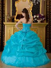 Sweetheart Neckline Teal Blue Floor Length Quinceanera Gown