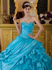 Sweet heart Ruffles Skirt Aqua Blue Sale Quinceanera Gown