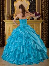 Sweet heart Ruffles Skirt Aqua Blue Sale Quinceanera Gown