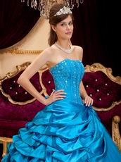 Handmade Flower Appliqued Azure Quinceanera Thick Dress Nice