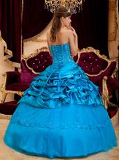 Handmade Flower Appliqued Azure Quinceanera Thick Dress Nice