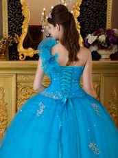 Designer Discount Azure Quinceanera Dress With One Shoulder Straps