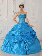 Hot Sell Sweetheart Teal Blue Puffy Ball Gown To Quinceanera