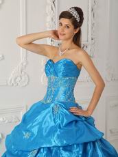 Hot Sell Sweetheart Teal Blue Puffy Ball Gown To Quinceanera