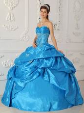 Hot Sell Sweetheart Teal Blue Puffy Ball Gown To Quinceanera