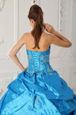 Hot Sell Sweetheart Teal Blue Puffy Ball Gown To Quinceanera