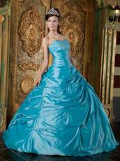 Appliqued Sweetheart Deep Sky Blue Quinceanera Gowns