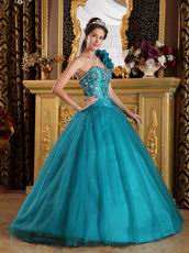 Sea Green Quinceanera Dress With One Shoulder Skirt