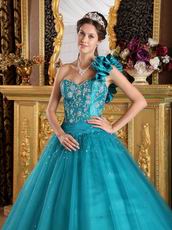 Sea Green Quinceanera Dress With One Shoulder Skirt