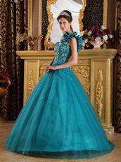 Sea Green Quinceanera Dress With One Shoulder Skirt